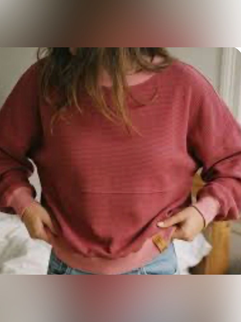 BigโBud Press Cropped Waffle Long-Sleeve Top in Rust Small